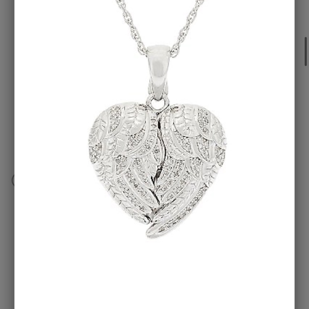 Affinity(R) angel wing heart genuine diamond locket w/chain/Sterling